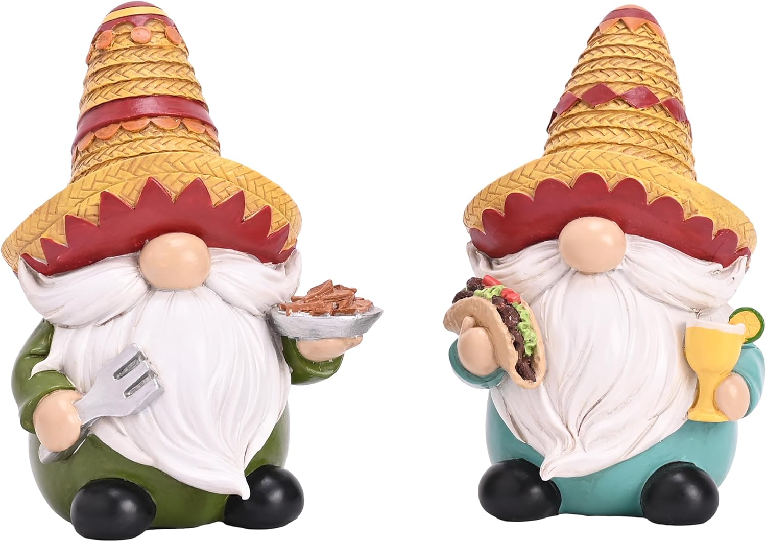 Valery Madelyn Cinco de Mayo Gnomes Decoration, 2Pcs Mexican Fiesta Gnome Figurine Set with Sombrero, Taco & Churros, Resin Tabletop Decor for Tiered Tray, Cinco de Mayo Party Decor & Gift, 6inch