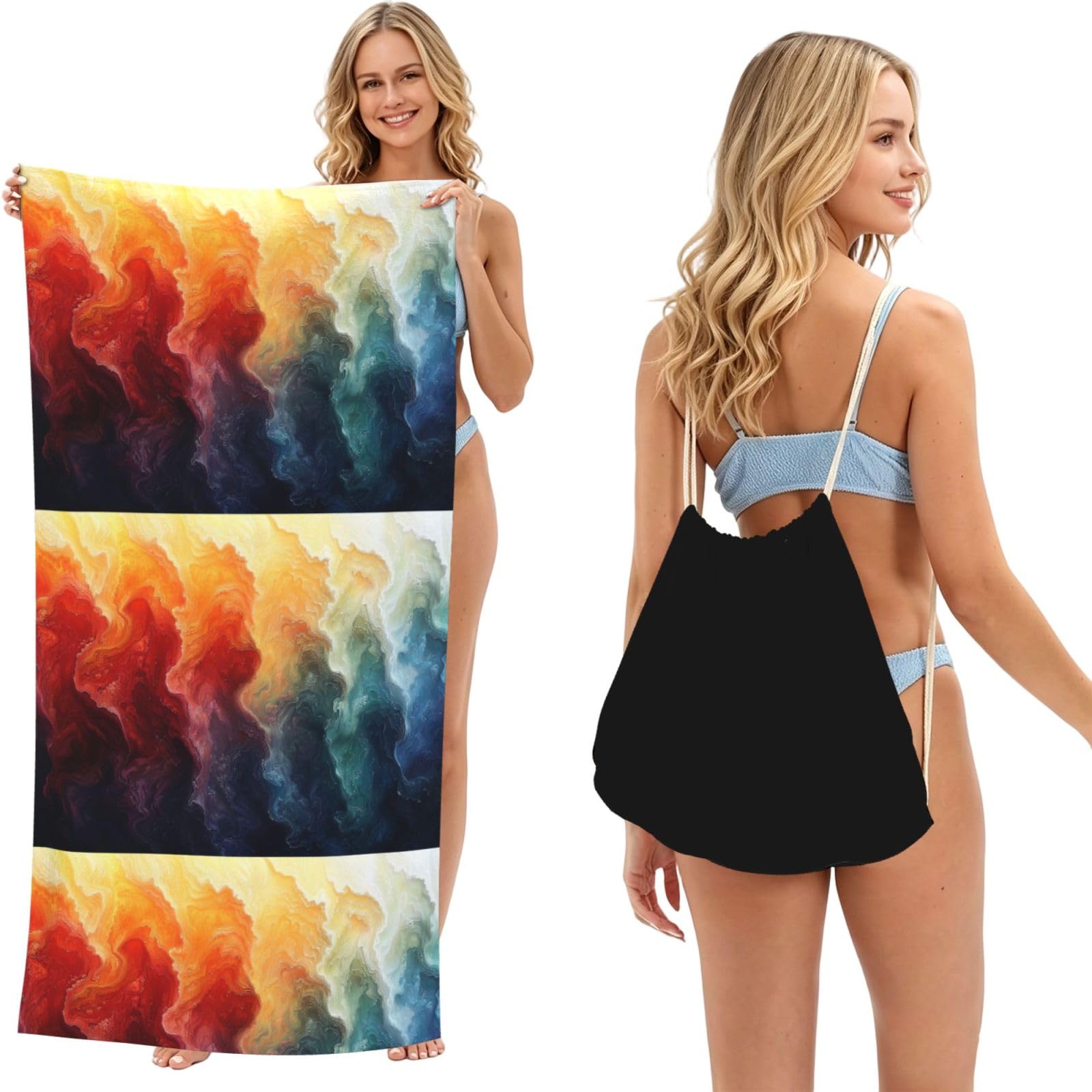SKGOHLH Halo rendering 2in1 Packable Beach Towel Bag Women