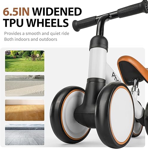 Miniatura 4 de Phobby Bicicleta de equilibrio para bebés de 1, 2, 3 años, bicicleta de 4 ruedas con asiento ajustable, regalo de juguete de primer cumpleaños para
