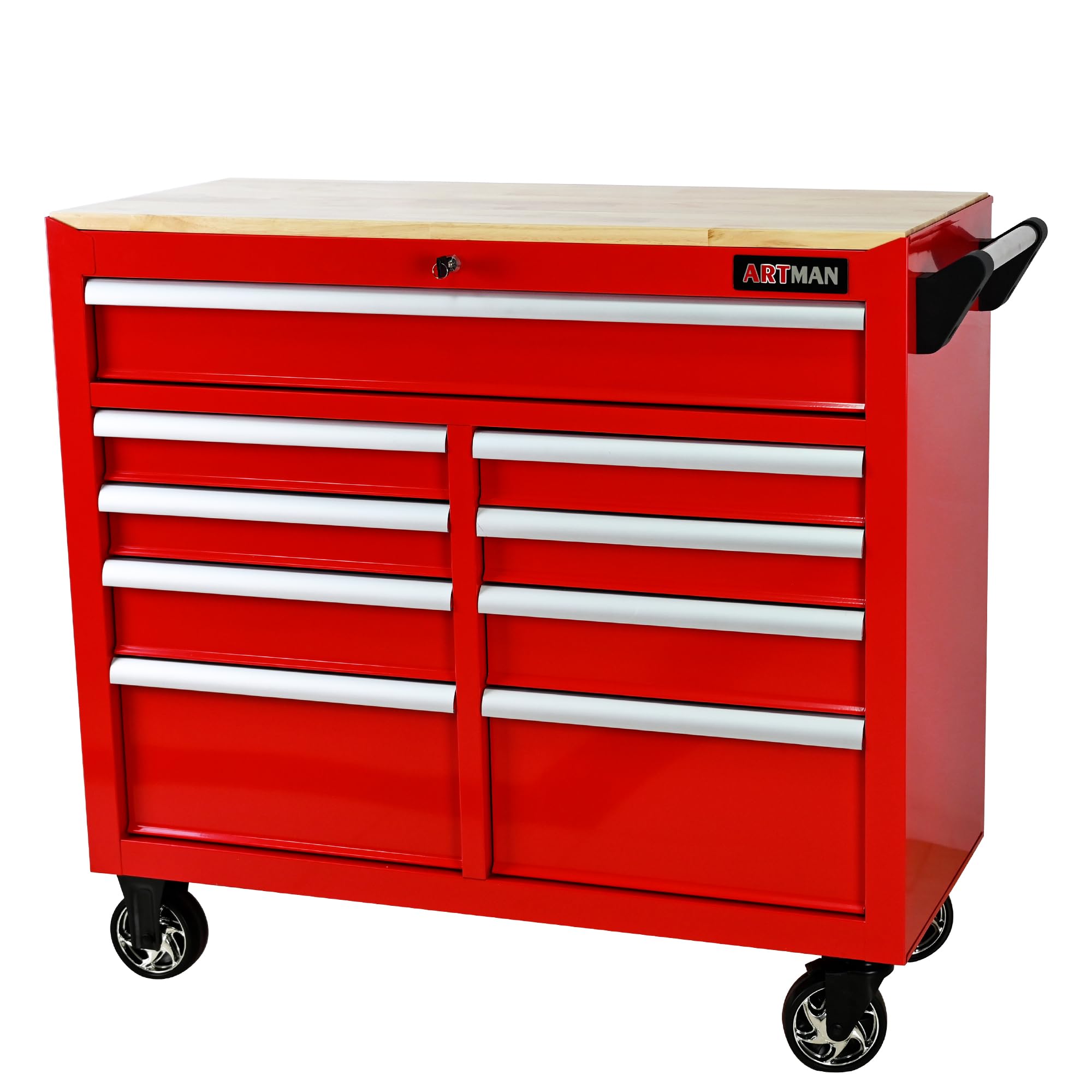 9 Drawers Steel Tool CART | Workshop Mobile Storage Cabinet | Heavy Duty with Ball Bearing Slides & Brake Wheel