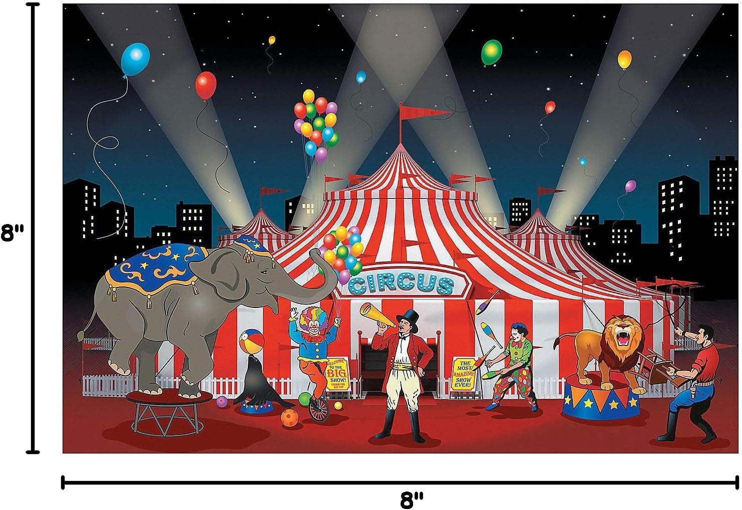 Fun Express Circus Big Top Tent Banner - 9 Feet Long - Carnival Birthday Party Decor and Supplies - VBS Vacation Bible School Supplies/Decor