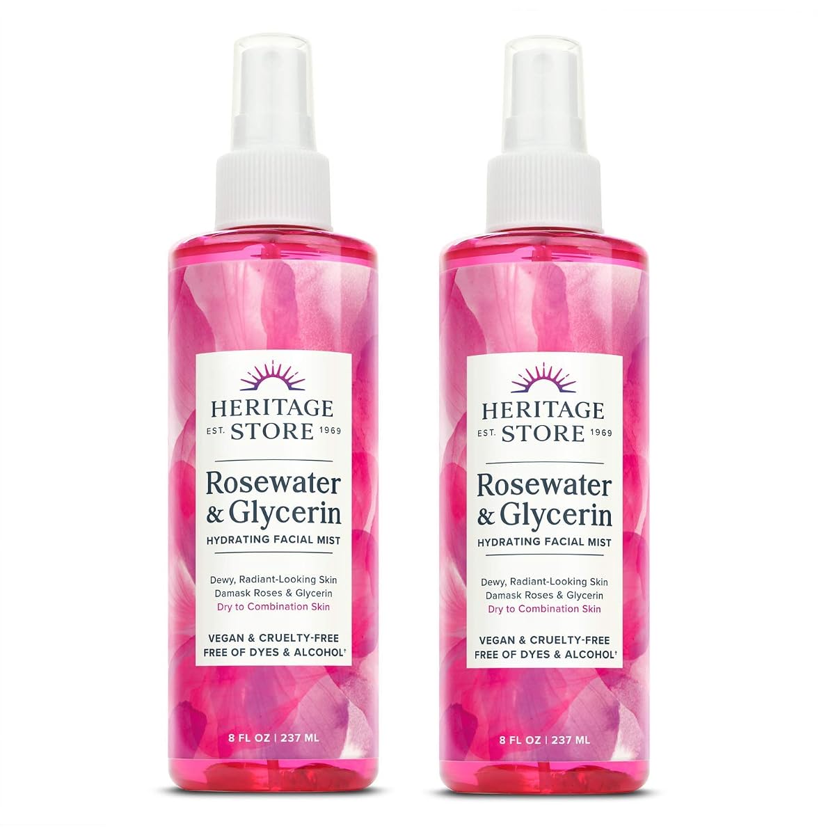 Heritage Rosewater & Glycerin with Atomizer - 8 Oz 2 pack