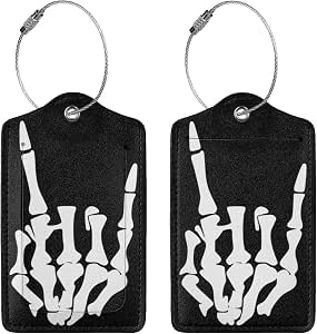 2 Pcs Skull Luggage Tags for Suitcases, Halloween Skeleton Hand Decor, Gift for Women and Men