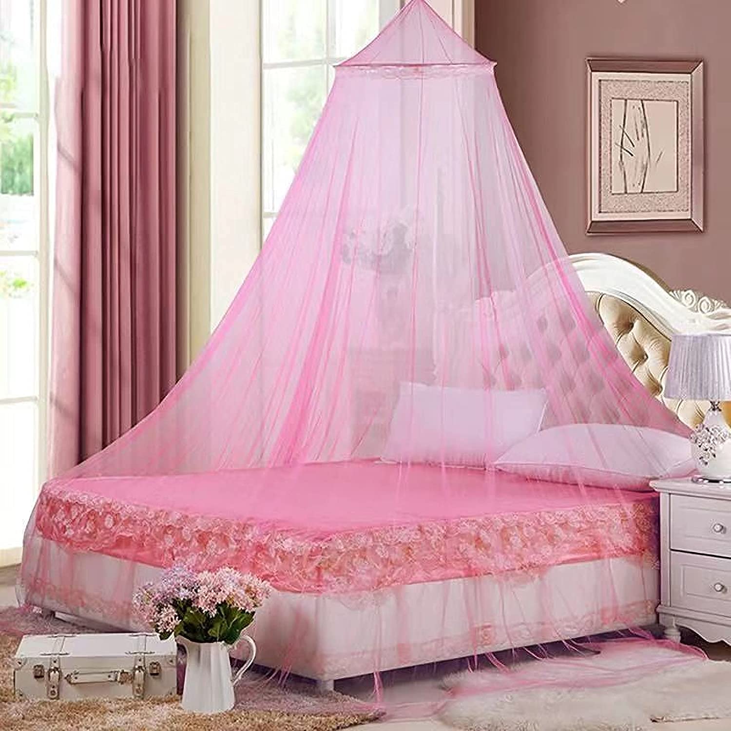 Zanzariera Per Letto Matrimoniale MOSMO 220x220x200 Cm - 196 Maglie, 8 Ganci, Leggera E Portatile - Foto 2