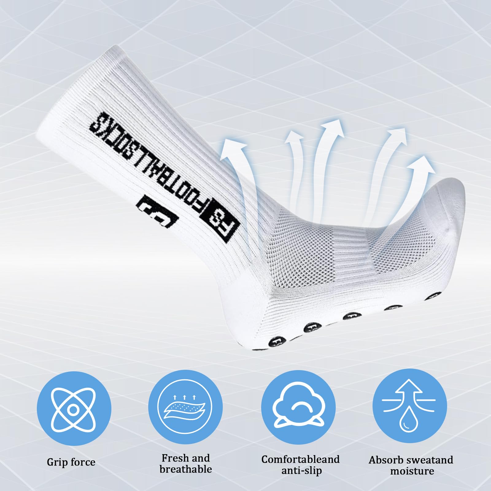 MIYUANGKJ 6 par skarpet do piłki nożnej dla mężczyzn, antypoślizgowe skarpety sportowe, skarpety Grip Sock, skarpety piłkarskie, skarpety treningowe, skarpety kompresyjne, rozmiar 38-46, do piłki