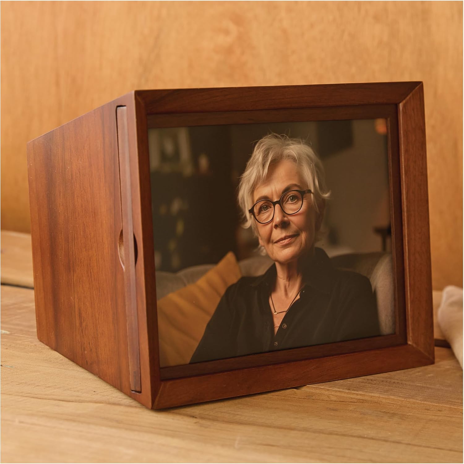AspenStudio Photo Urn for Human Cremation Walnut Wooden Urn with Picture Frame Decorative Urn by Aspen Studio