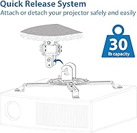 Vista 4 de Mount-It! Low Profile Projector Ceiling Mount [30 lbs Capacity] Universal Bracket 360 Full Motion Rotation with 30 Degree Tilt and Roll 6 Inches