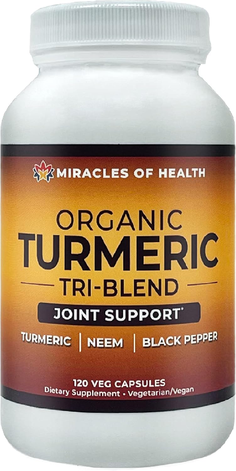 Turmeric Tri-Blend – Daily Health Boost, Immune Defense and Joint Support | All-Natural Herbal Supplement| 120 Veg Capsules with Organic Neem, Black Pepper and Turmeric