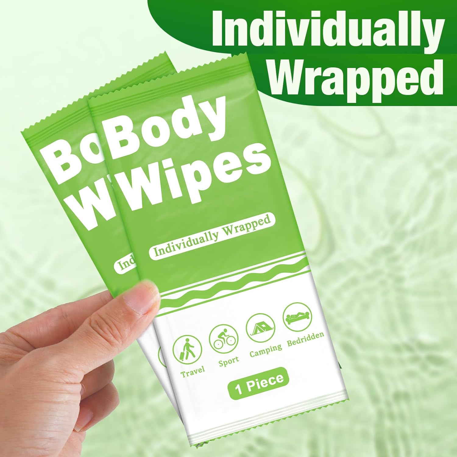 50 Pack Body Wipes Individually Wrapped, Disposable Body Shower Wipes, No Rinse Bath Wipe for Adults, Disposable Cleansing Wipe for Travel, Gym, Camping, 10.6 x 10 Inch