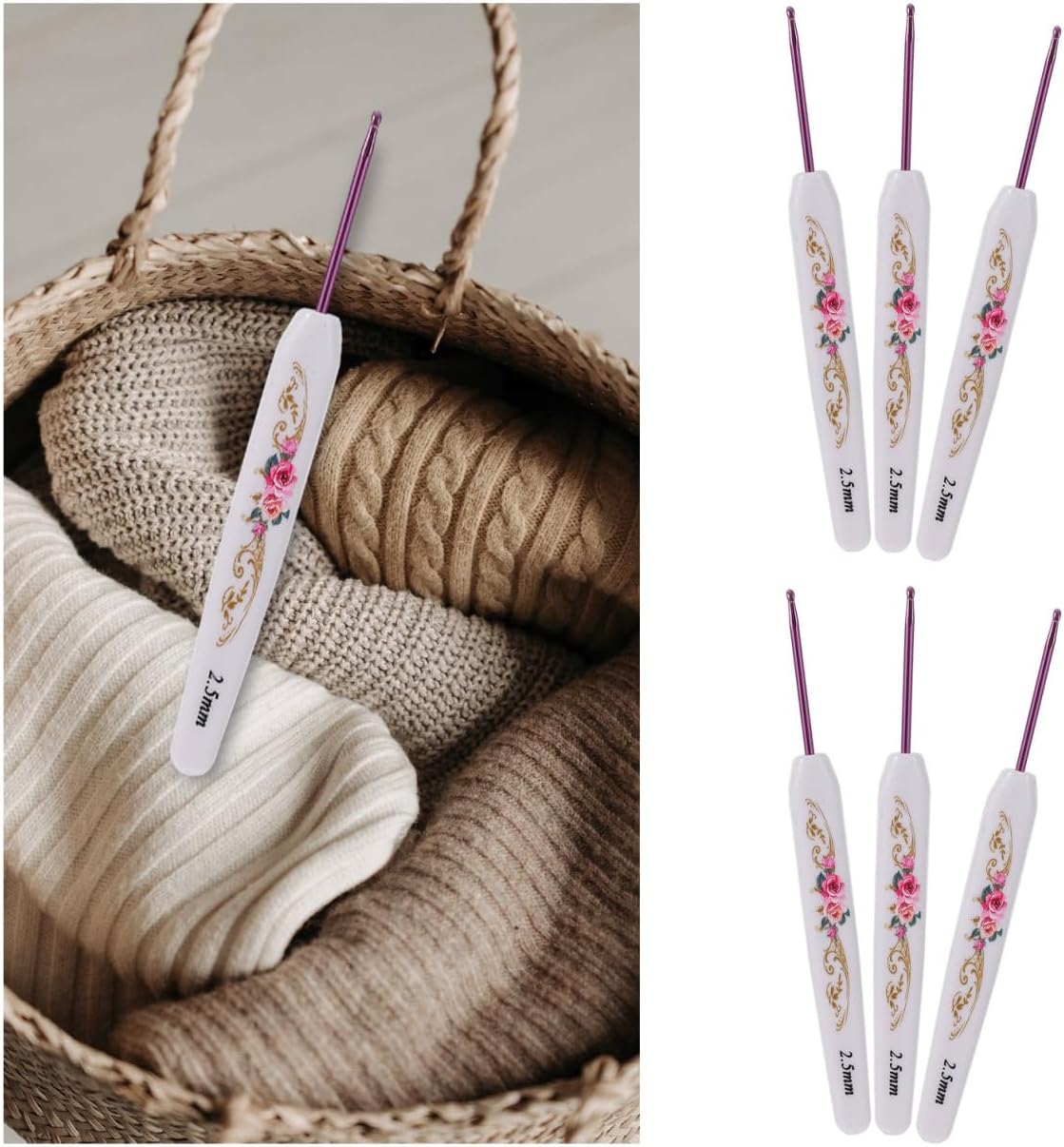 Crochet Hook Set Aluminum TPR Knit Tools 16pcs for Beginners