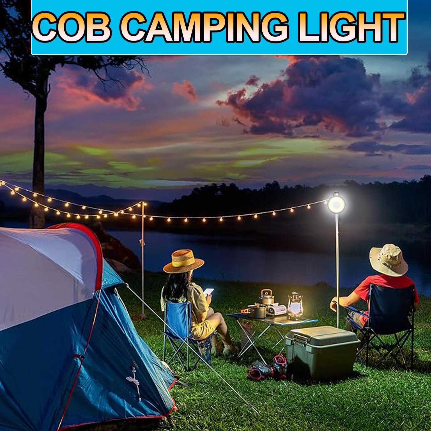 MODOAO LED Work Light ﻿COB with Magnetic Mini Camping Flashlight with Hanging Hook Single Mode Job Site Lighting Night Light Flashlight for Mechanics, Car, Outdoor Camping, Home Emergency (1 Pack)