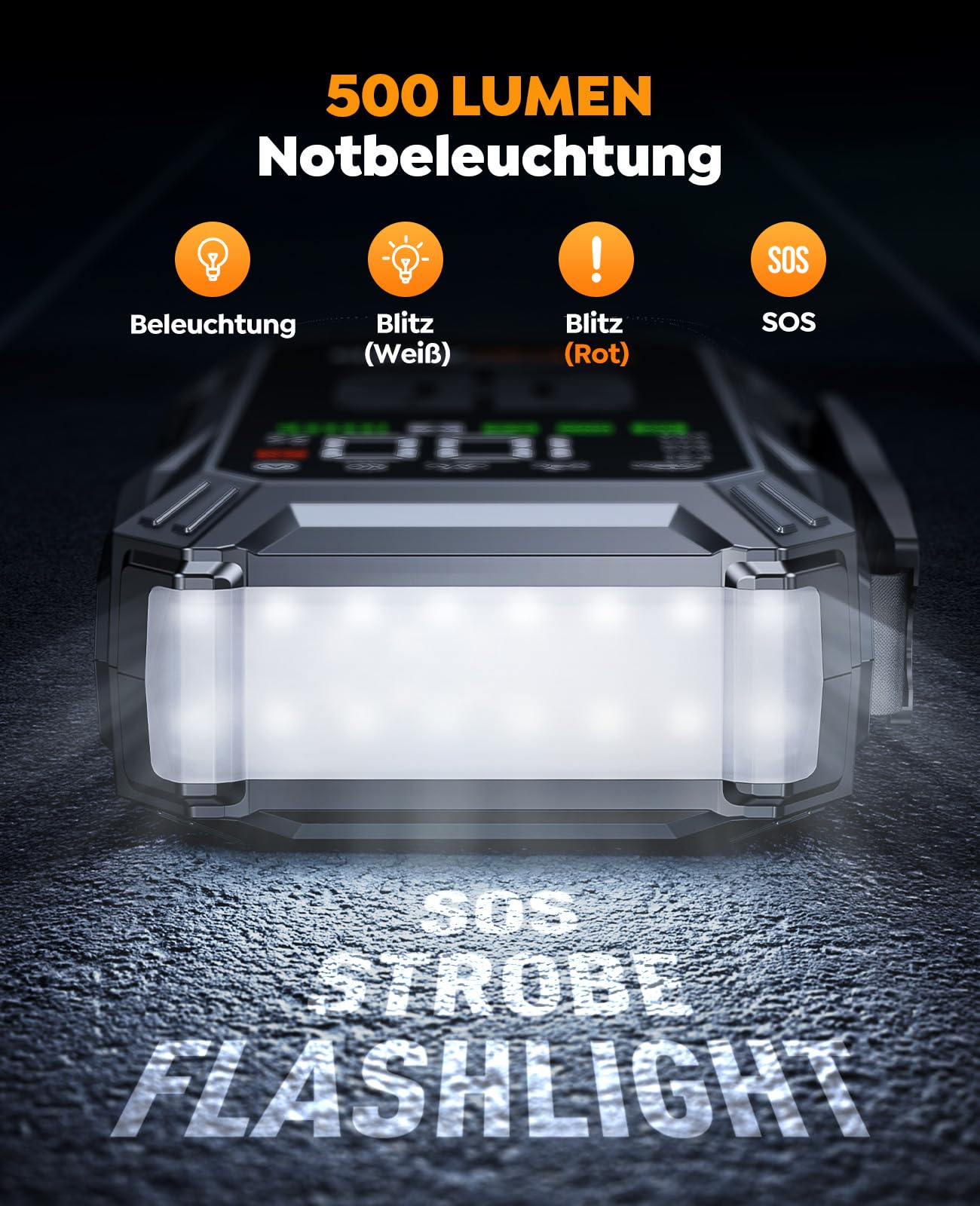 YaberAuto Starthilfe Powerbank mit Kompressor, 150PSI 6000A Auto Starthilfe, 23800mAh Starthilfe Powerbank, Jump Starter (All Benzin und 10.0L Dieselmotor) mit LCD Bildschirm und 500 Lumen Notlicht