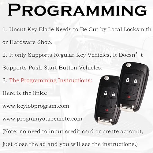 Miniatura 4 de Llavero remoto de repuesto para GMC Terrain 2010-2020 2021 Chevy Equinox 2010-2019 Sonic 2012-2017 Spark 2016-2017 Trax 2015-2018 Buick Encore