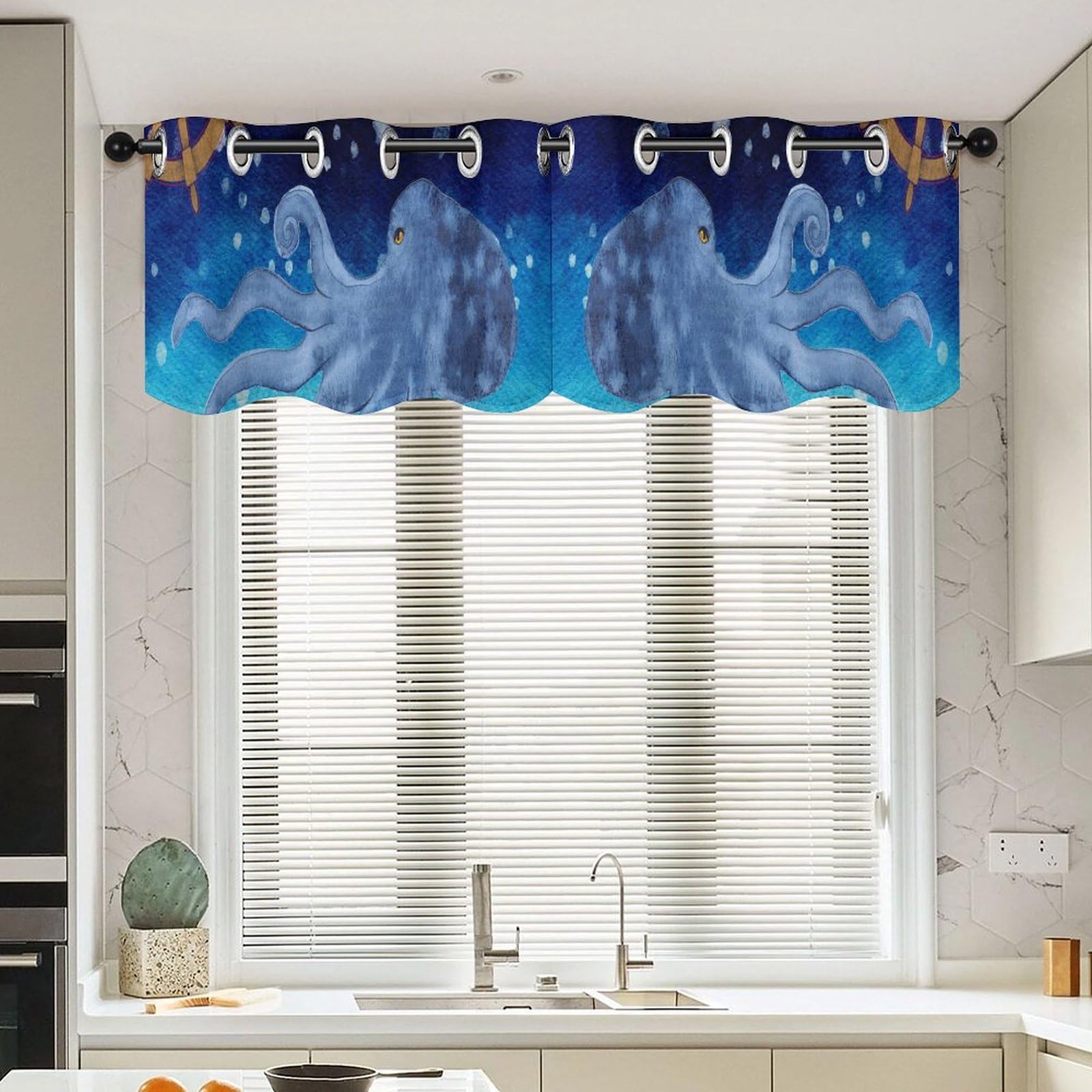 Cenefas de ventana con temática de pulpo y velero para decorar con estilo rústico tu hogar
