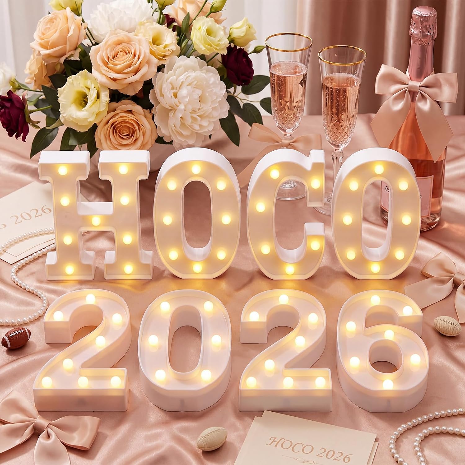 Duraaamo 8 Pack Hoco 2026 Decorations LED Marquee Letter Table Centerpiece