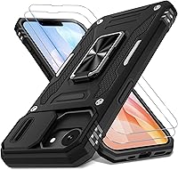 Vista 98 de DEERLAMN Funda para iPhone Air de 6.5 pulgadas con cubierta deslizante para cámara + protector de pantalla (2 paquetes), soporte de anillo giratorio