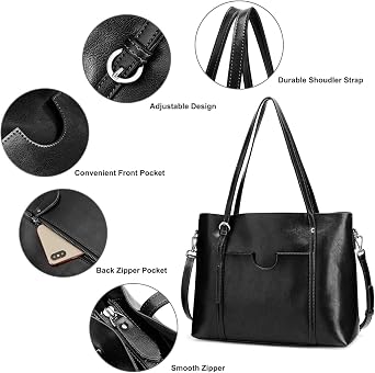 S-ZONE Genuine Leather Tote for Women Top Handle Satchel Daily Work Bags