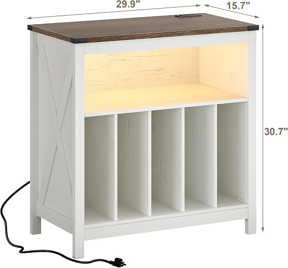 ChooChoo Large Record Player Stand with Charging Station & LED Light