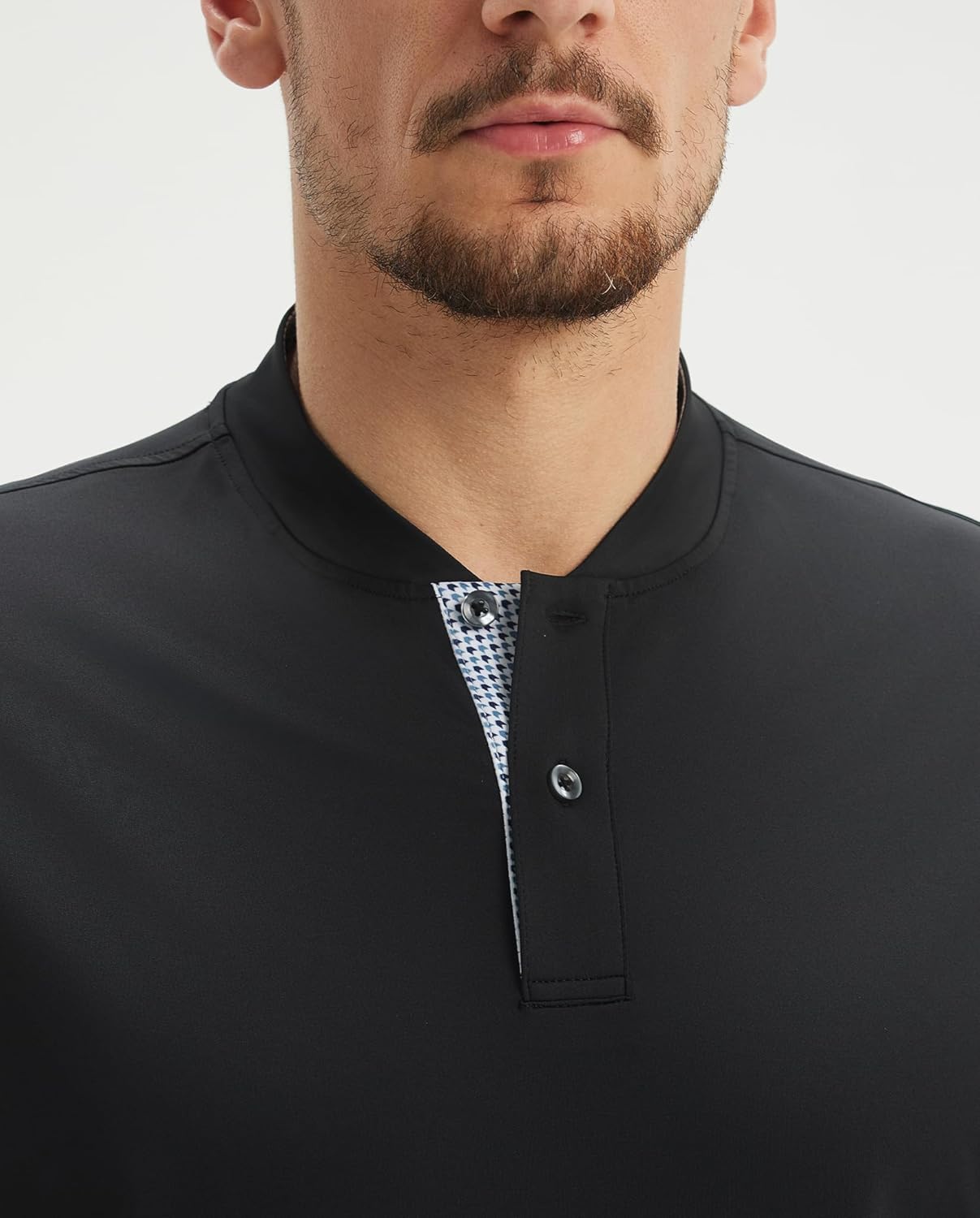 M MAELREG Mens Golf Shirts Collarless Performance Dry Fit Moisture Wicking Casual Solid Short Sleeve Henley Shirts for Men