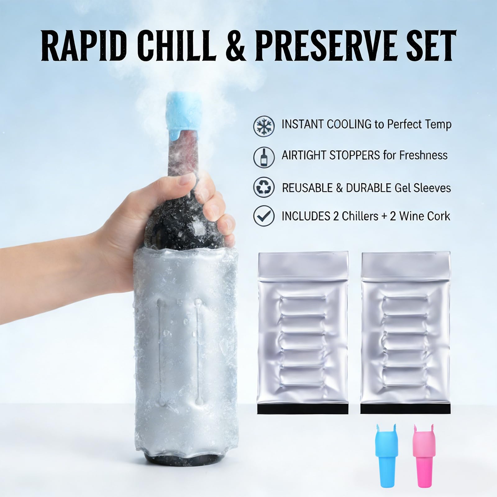 Wine Bottle Cooler Sleeve, Reusable Ice Wine Chiller for 750ml Bottles, Flexible Gel Ice Pack, Keep Wine Cold for Travel, Picnic Party — Amazon image 7
