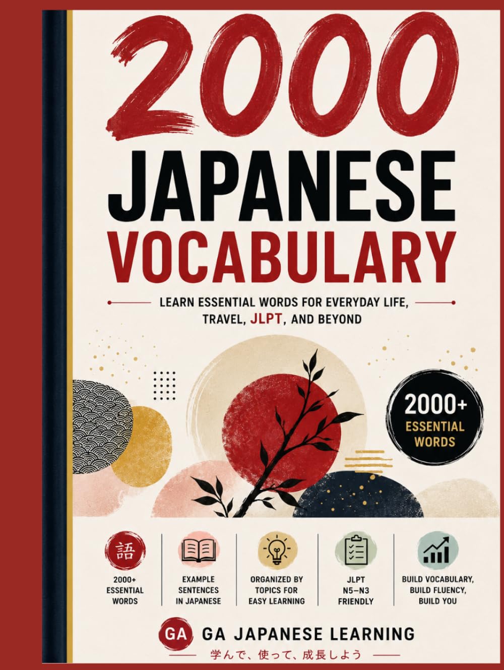 2000 Essential Japanese Vocabulary Words: The Complete Japanese Vocabulary Beginner's Guide with English Meanings, Example Sentences, and Organized Word Categories for JLPT Preparation