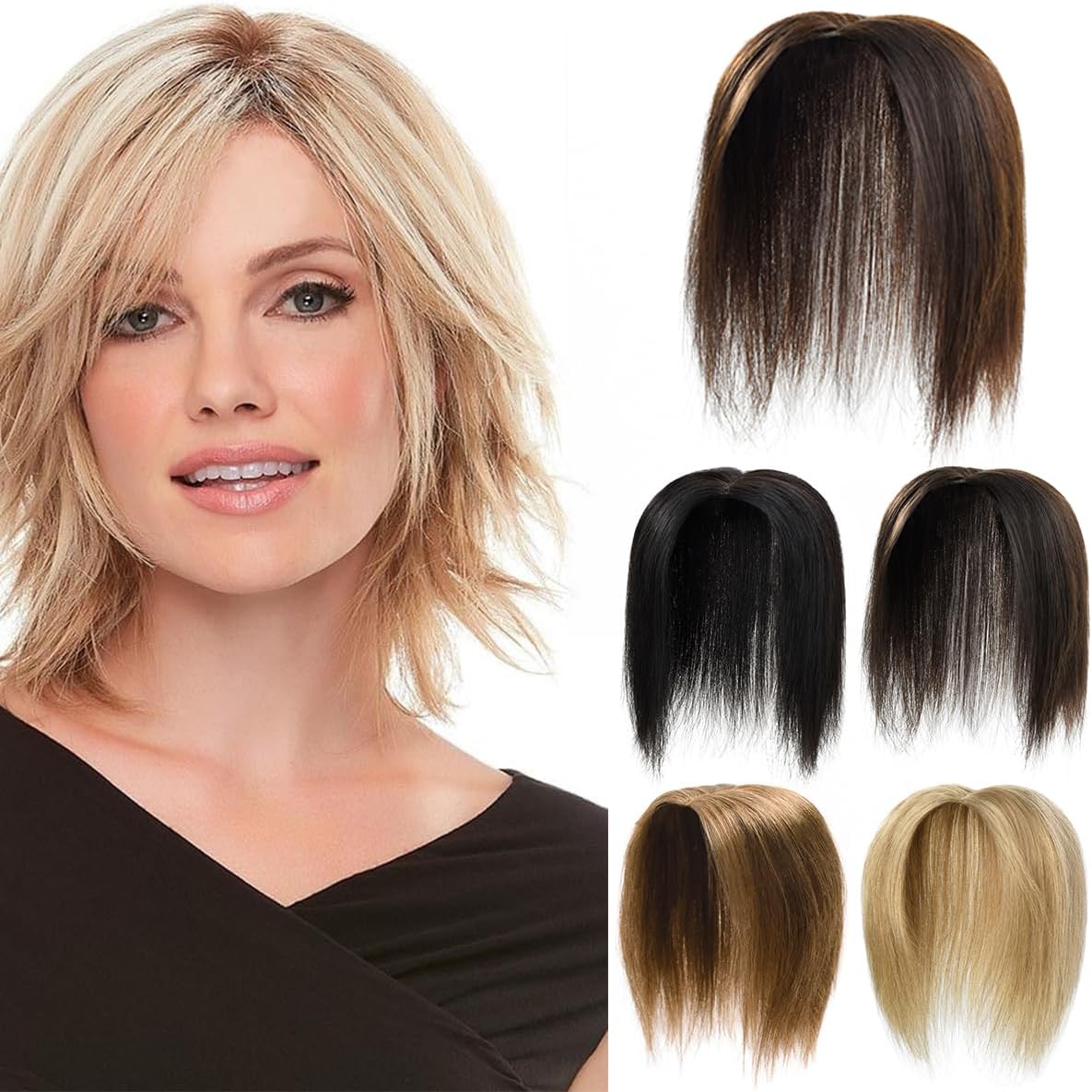 Rose bud Human Hair Toppers Hair Pieces with Thinning Hair