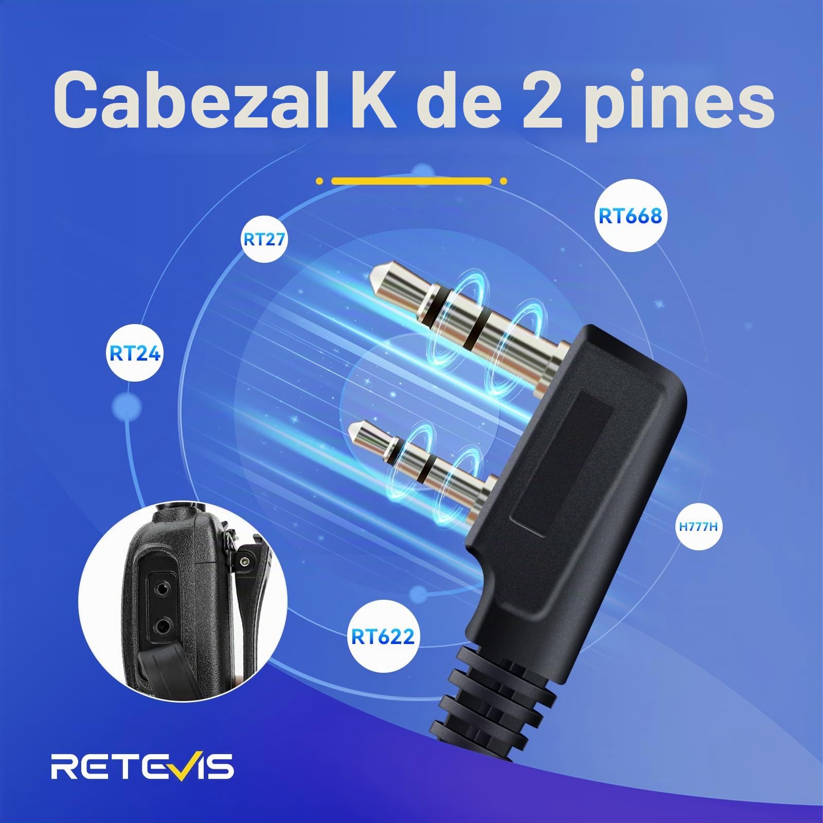 Retevis Pinganillo Walkie Talkie, Walkie Talkie Auriculars Auricular Transparente Antirruido con PTT, Compatible con eSynic Baofeng Kenwood RT24 RT27 RT619 RT668 RT5R(10 Piezas)