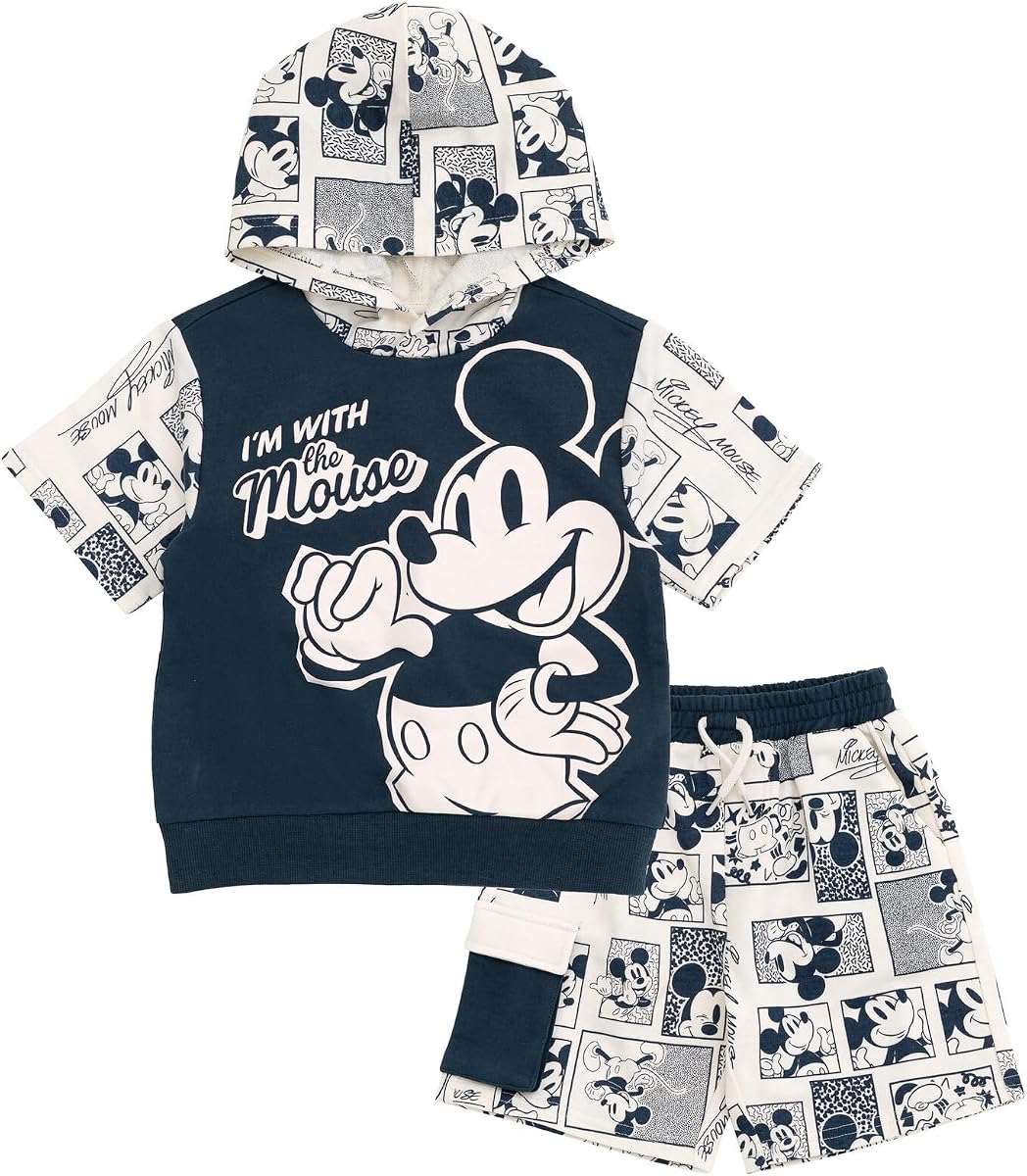 Disney Junior French Terry Pullover Hoodie and Shorts Toddler to Big Kid Sizes (2T - 14-16)