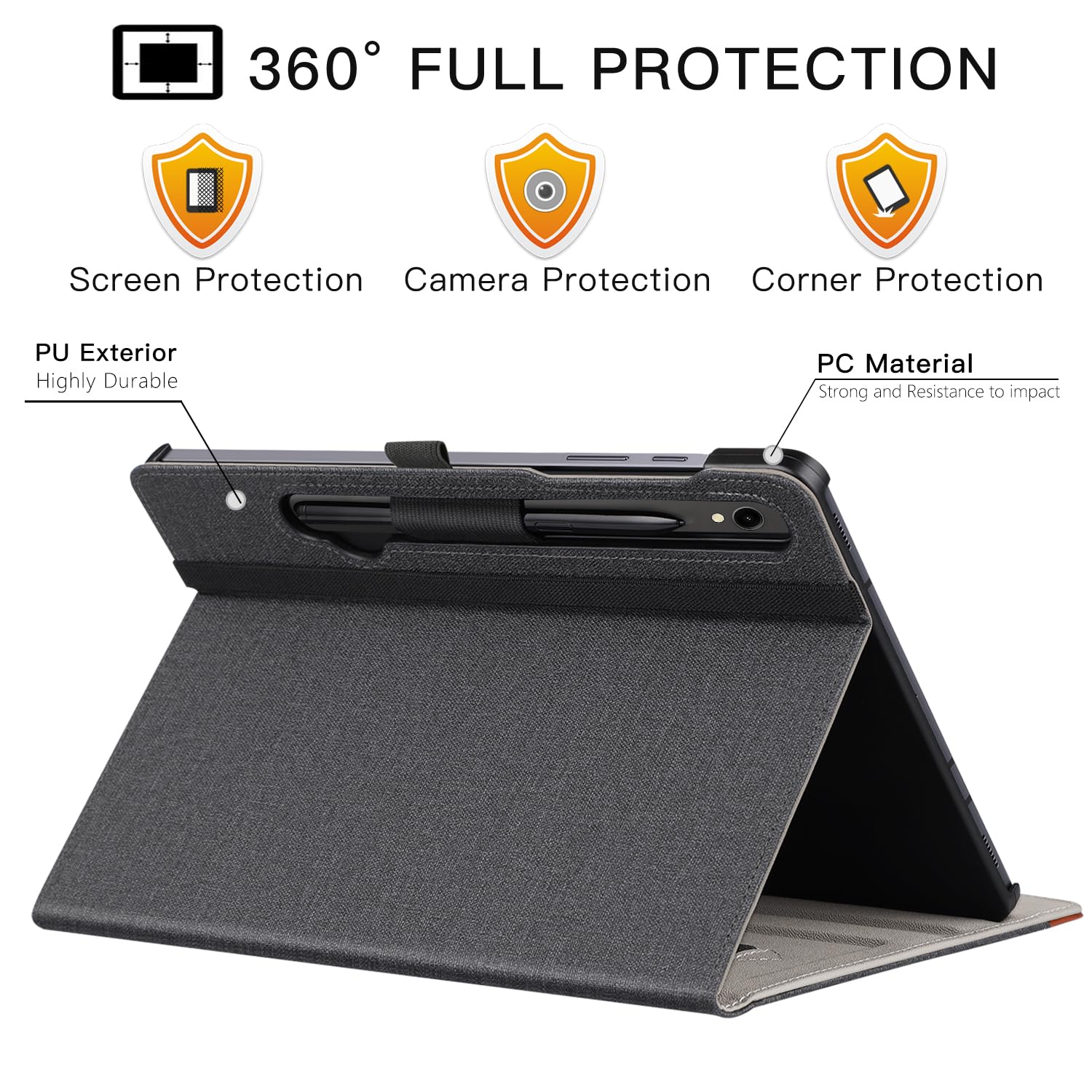 ZtotopCases Custodia per Samsung Galaxy Tab S10 FE Plus 13.1 Pollici (SM-X620/SM-X626B) - Cover Protettiva in Pelle Premium con Supporto Regolabile, Porta Penna & Sveglia/Riposo Automatico, Nero Denim