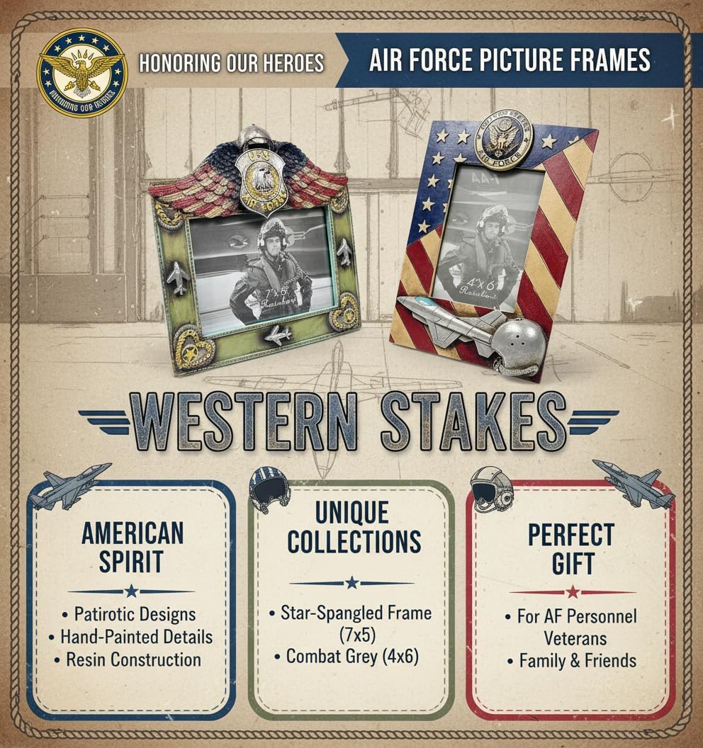 Urbalabs USA Flag Military Air Force 4x6 Stars and Stripes Hero Decor Service Member Our Hero Picture Frame Gifts Patriotic Picture Frame Decor Photo Frame Wall Hanging or Standing 4x6 Picture Frames United States US Flag Military Picture Box