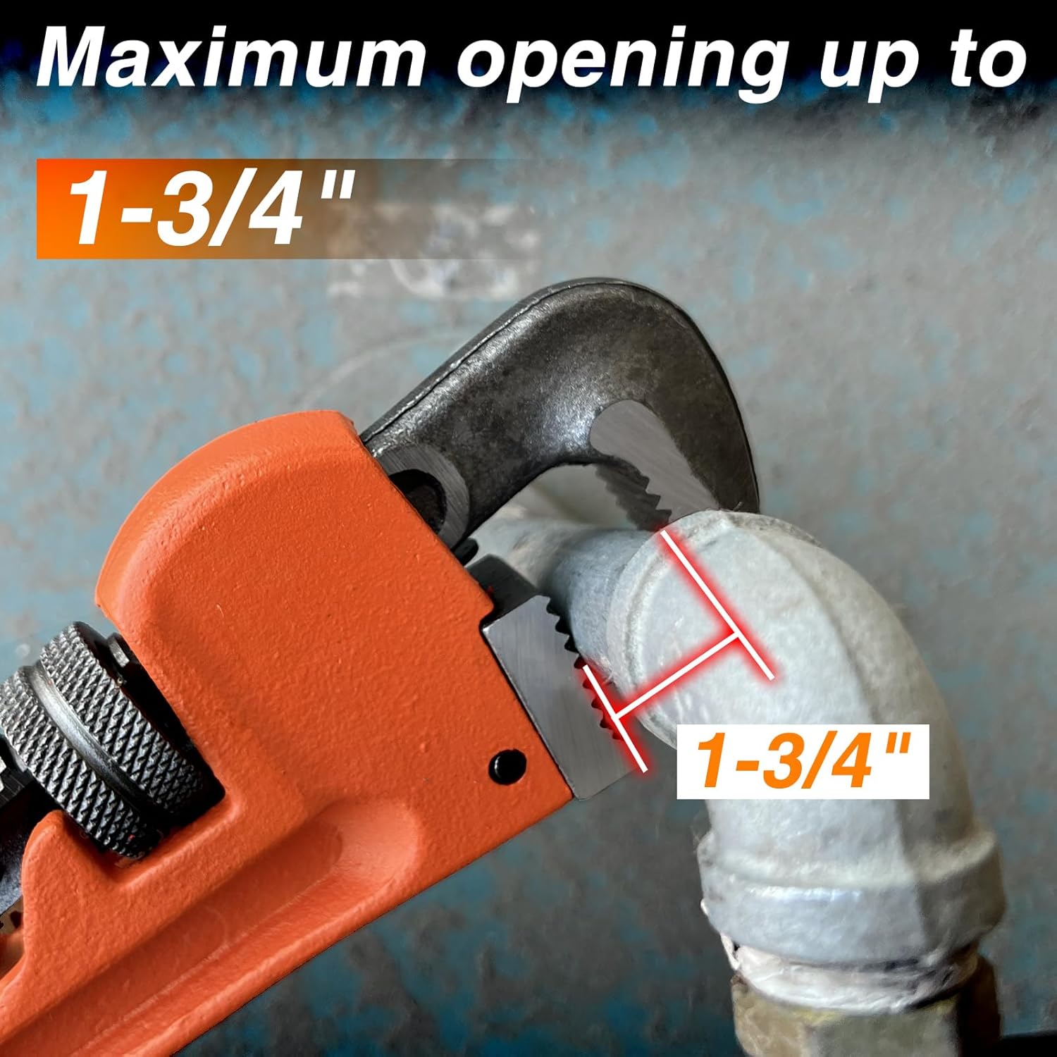 Heavy Duty Adjustable Straight Pipe Wrenches 12-Inch Adjustable Plumbing Wrench Plumbers Wrench Tools with Soft Grip and Adjustable Jaws for Various Pipe Maintenance, 1-3/4 inch Jaw Capacity