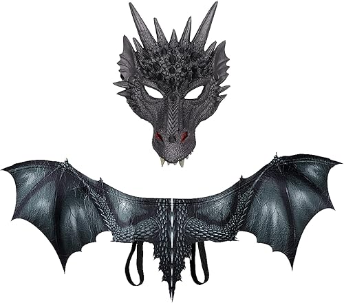 Máscara de alas de dragón para disfraz de alas de diablo para adultos, alas de murciélago para fiesta de Halloween, cosplay