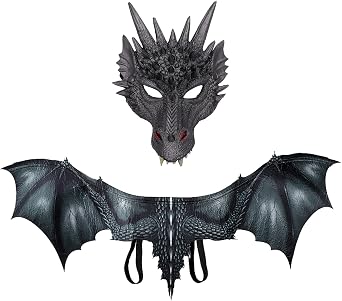 Alodidae Dragon Wings Mask Costume Set Devil Bat Wing Halloween Cosplay