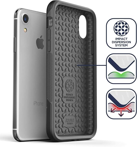 Encased iPhone XR Belt Clip Rugged Holster Case, Heavy Duty Protective Cover Holder (Rebel Armor Series) Black
