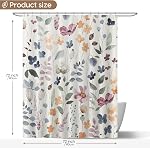 Amaredom Rideau de douche encre florale, Rideau de Douche Fleur coloré pour salle de bain, Rideau imperméable de douche de tissu, Décoration de salle de bains avec 12 Crochets 72x72 Pouces