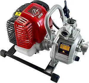 Gasoline Water Transfer Pump 39CC 4-Stroke Engine Gas Powered Petrol High Flow Water Transfer Pump 6500RPM 35 GPM Garden Farm Irrigation Pump (1.5", 1.9HP)