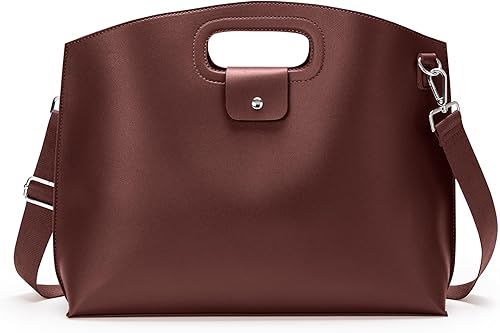 KALIDI Bolsa de mensajero de 16 pulgadas delgada para laptop de cuero vegano maletín cruzado para portátil de 15.6 pulgadas, bolsa de trabajo de