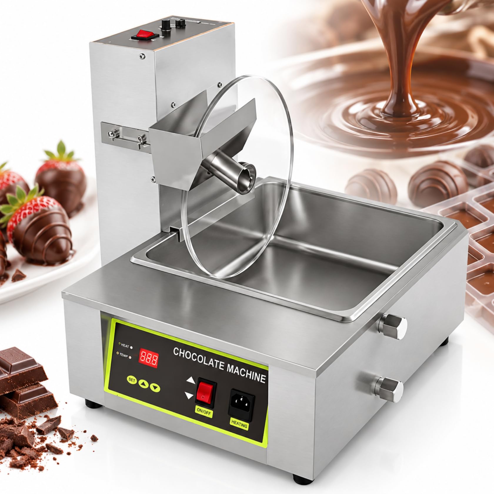 Macchina Professionale Per La Fusione Del Cioccolato Con Ruota Di Miscelazione, Miscelatore E Macchina Per La Fusione Del Cioccolato Con Colata Continua, Serbatoio Di Fusione Da 8 Kg, Temperatura