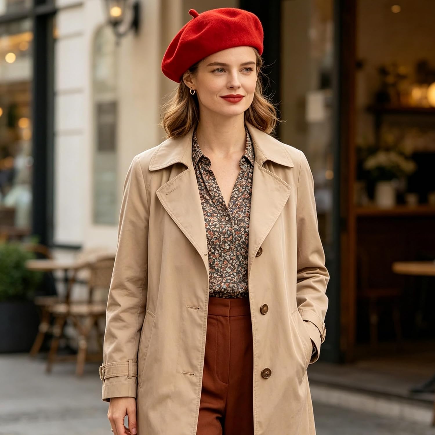 French Beret Hat for Women Classic Solid Color Artist Hat Warm Beanie Hat