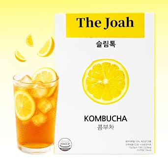 The Joah Lemon Kombucha Powder Sticks, 15 Count 0.18oz15 - Sugar Free Drink Mix with Probiotics, Prebiotics, Vitamins & Minerals, Sparkling Lemon Flavor