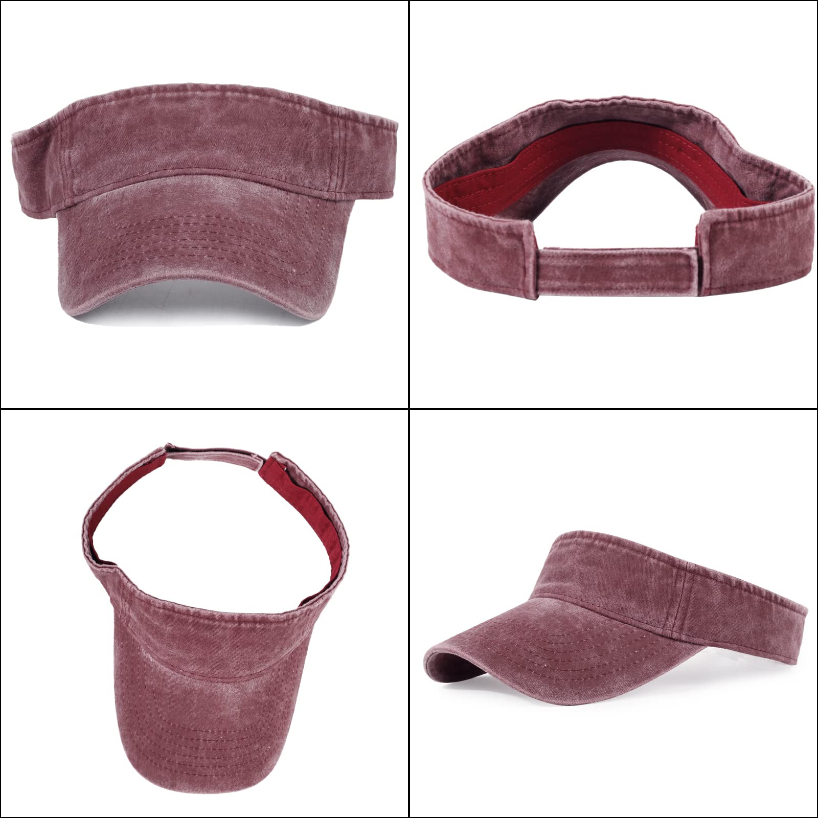 Confezione da 3 visiere parasole per donne e uomini, cappelli da sole sportivi leggeri con visiera regolabile in twill di cotone