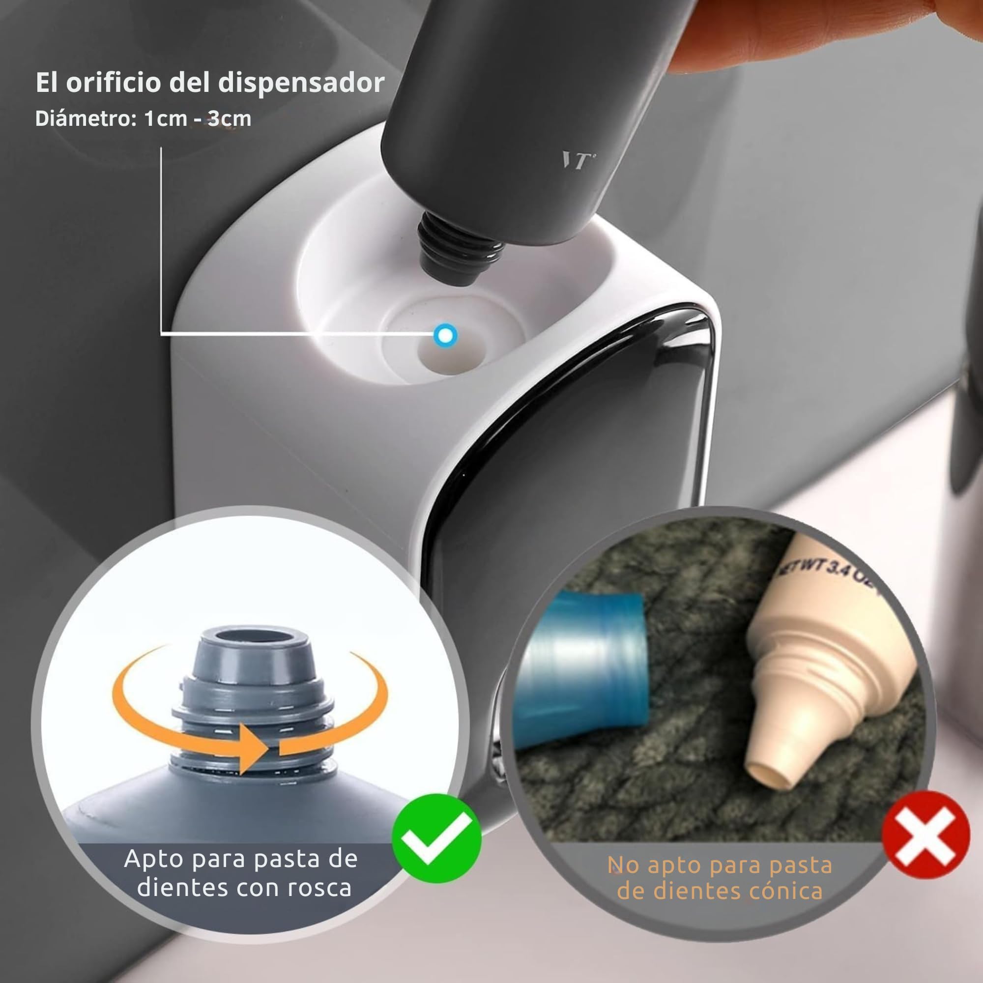 smartia - Dispensador de Pasta de Dientes de Diseño Moderno, Adhesivo fácil de poner en la pared, Exprimidor Pasta de dientes, Apto en todas las superficies, Resistente a agua y humedad (Blanco)