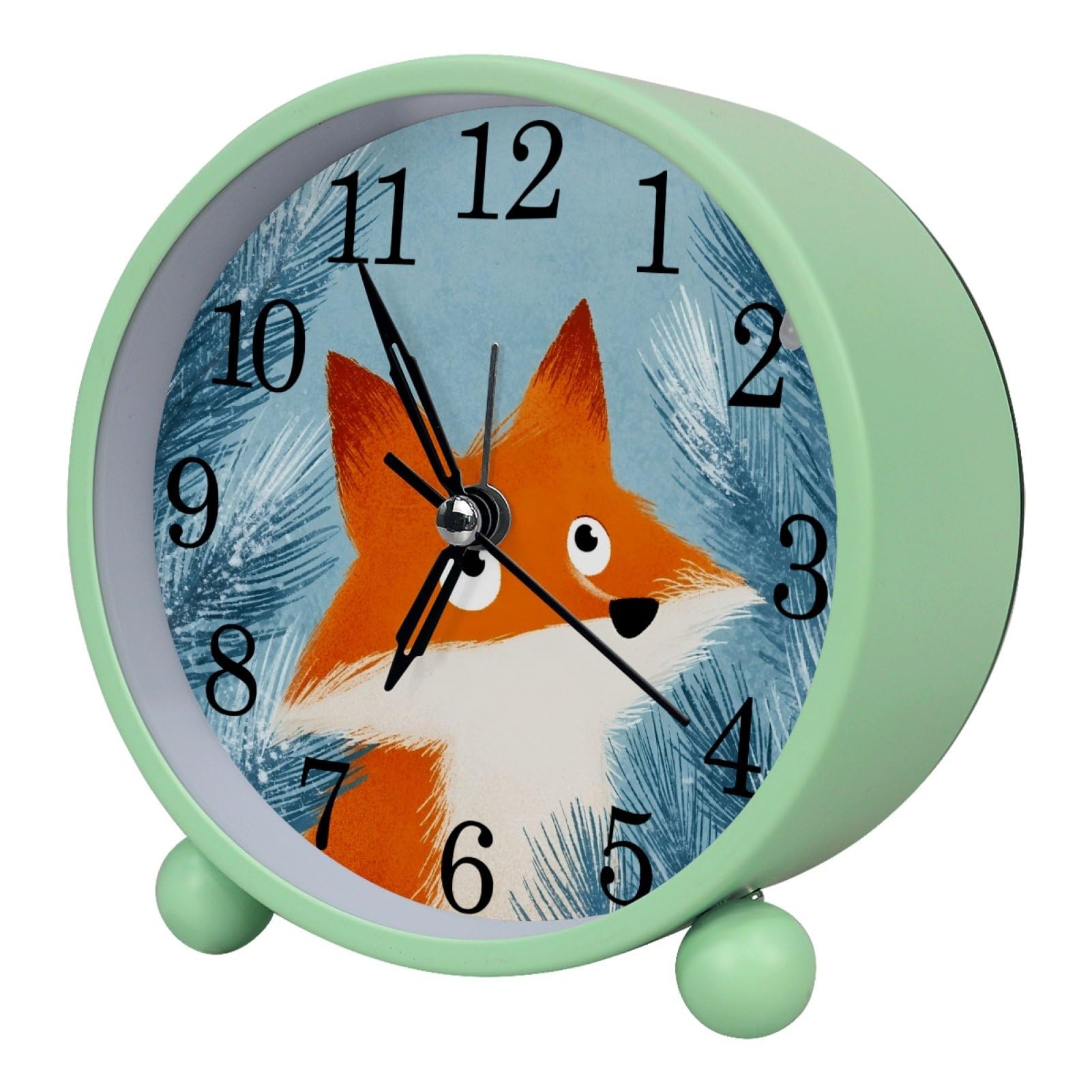 etoenbrc Watercolor Fox Alarm Clock,Small Battery Operated Clock, Slient Plastic Table Clock for Living Room Bedroom and Office Decor