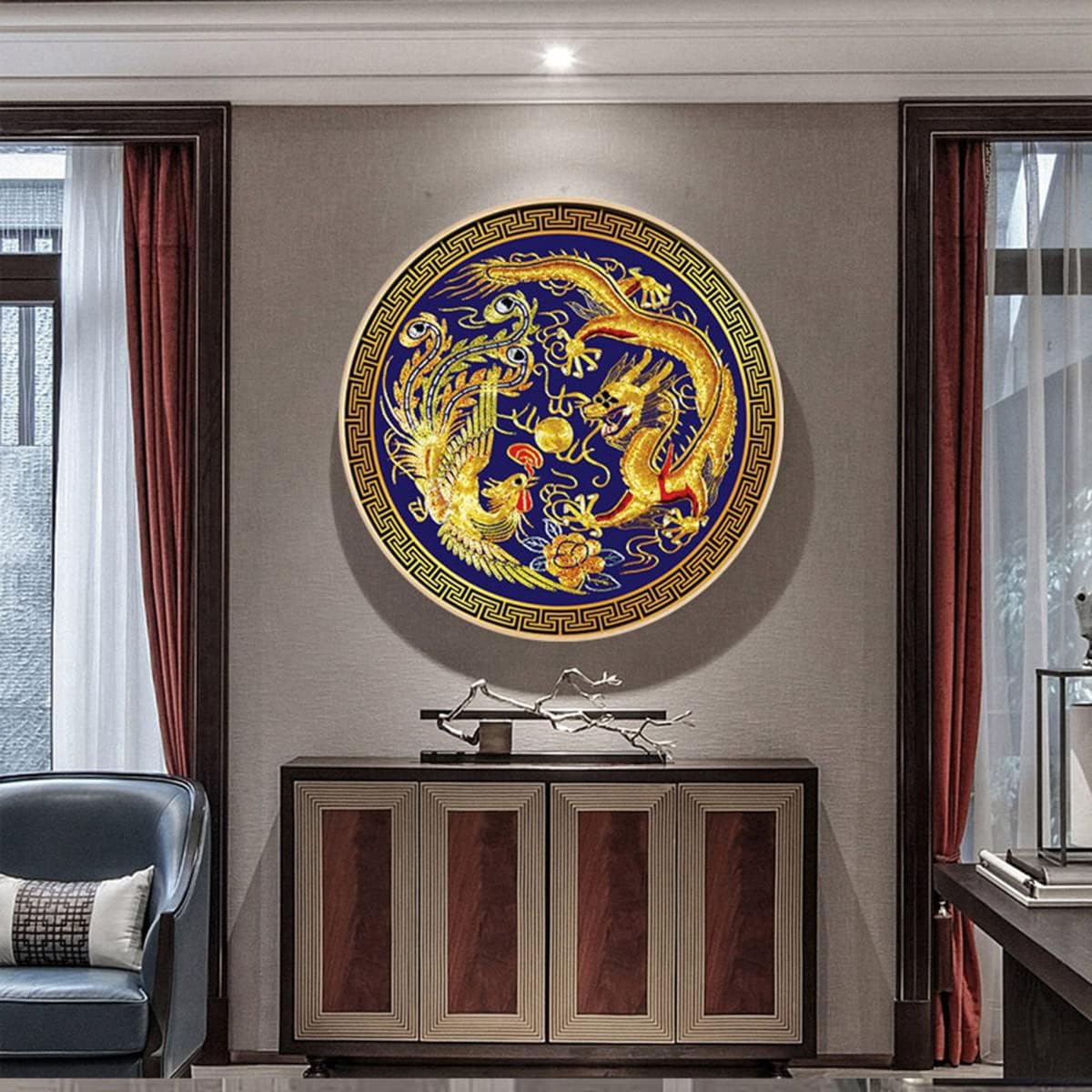 Instarry 5D DIY Diamond Painting Kits for Adults Large Size Full Drill Chinese Dragon Mosaic Rhinestones Embroidery Living Room Kitchen Decorations Wall Art Set 27.6x27.6 inch
