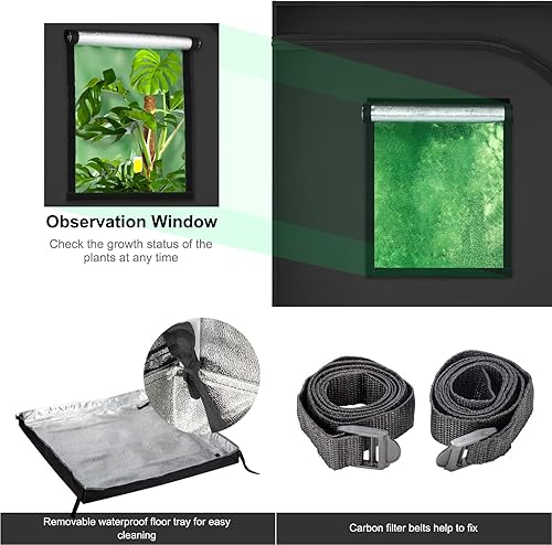 Miniatura 4 de Outvita Tienda de cultivo de 2 x 2, 24 x 24 x 48 pulgadas, de Mylar de alta reflectancia, sala de cultivo de plantas hidropónicas con bandeja de