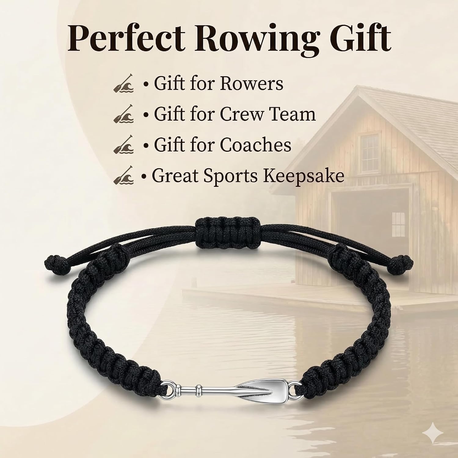 Rowing Charm Bracelet for Men – Adjustable Nautical Rope Beach Bracelet, Rowing Gifts & Accessories for Crew, Coaches, and Rowers