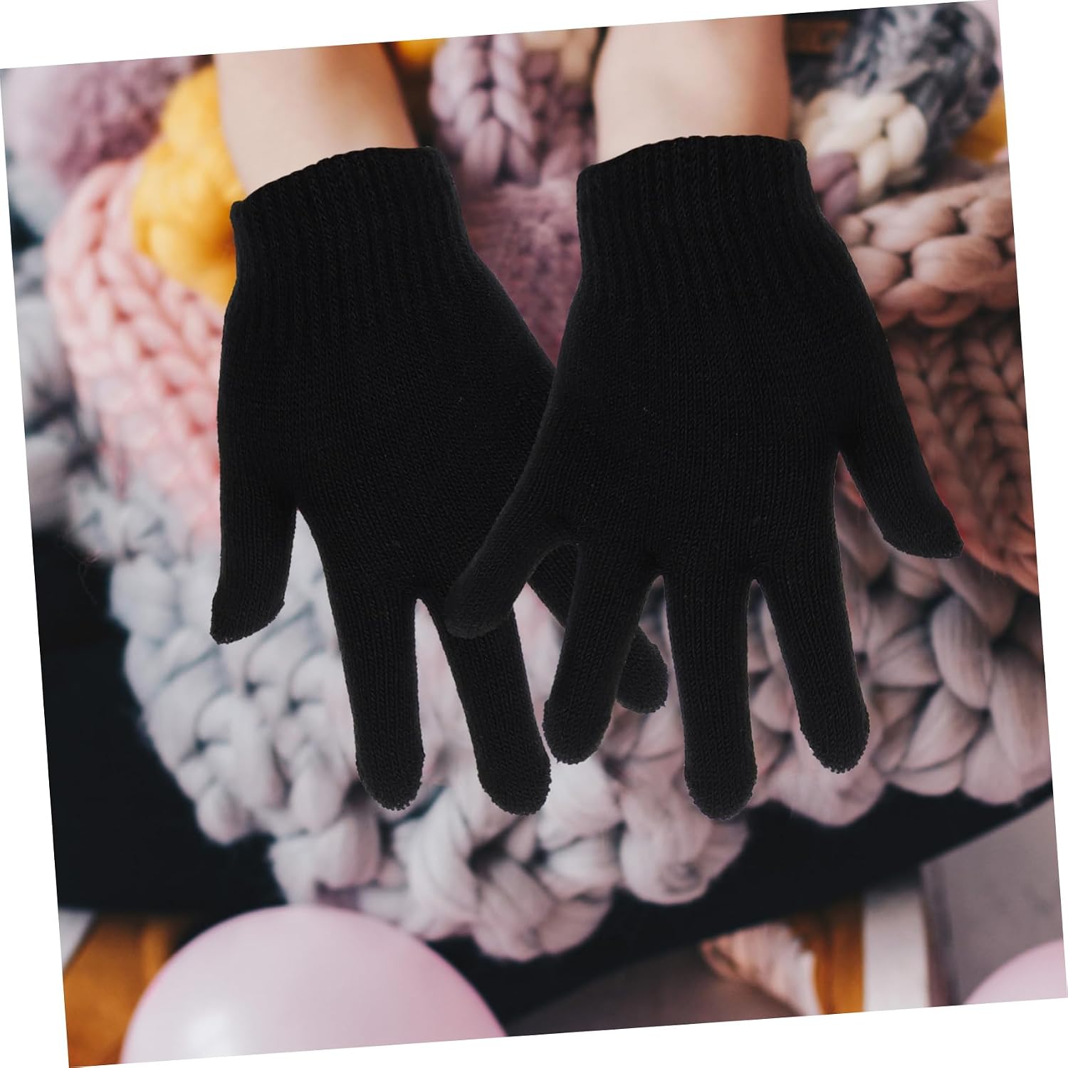 PartyKindom 24Pairs Full Finger Knitting Gloves Warm Winter Mittens Lightweight Comfortable for Boys for Outdoor Activities and Daily Use