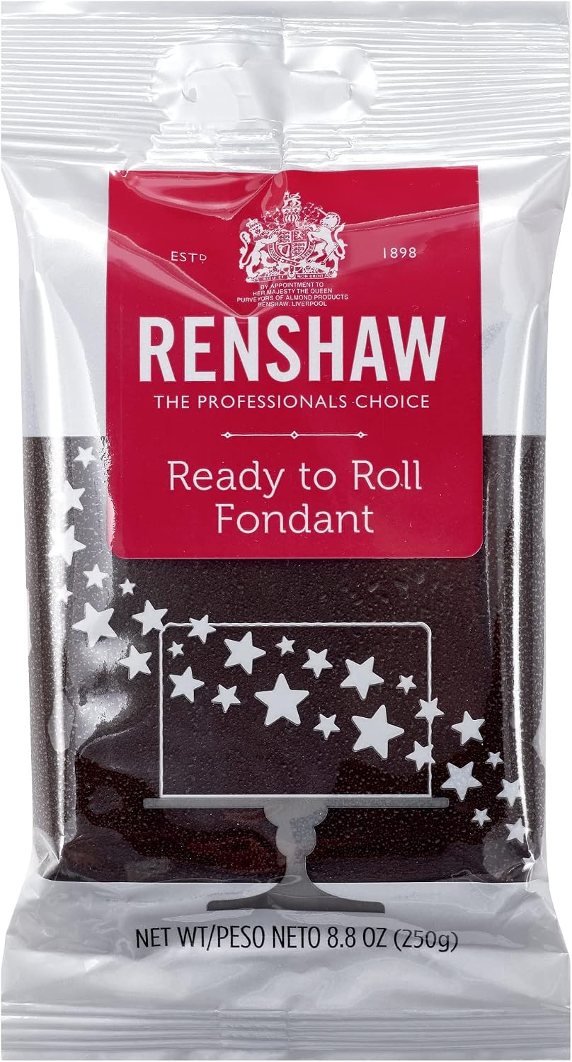 Renshaw Black Fondant Icing for Cake Decorating - Ready to Roll, Edible Fondant for Cupcakes, Cookies, & Cake Decoration, Smooth & Easy to Use, Kosher, Light Vanilla Flavor - 8.8 oz