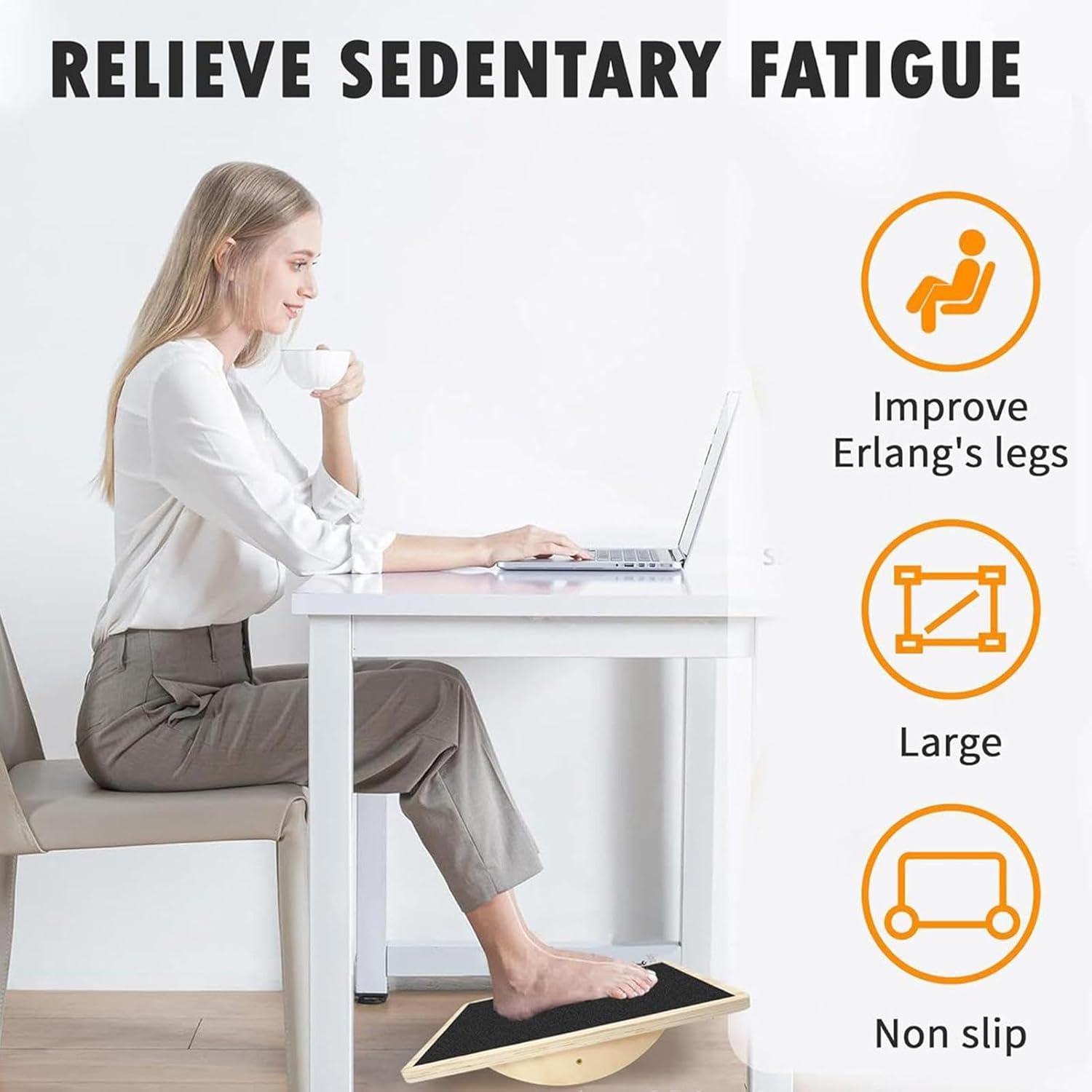 Wobble Board Trainer - Wooden Balance for Exercise | Non Slip Grip with Anti Skid Base, Core Stability Enhancer, Lightweight Build & Rehab Support Tool for Home Gym and Office