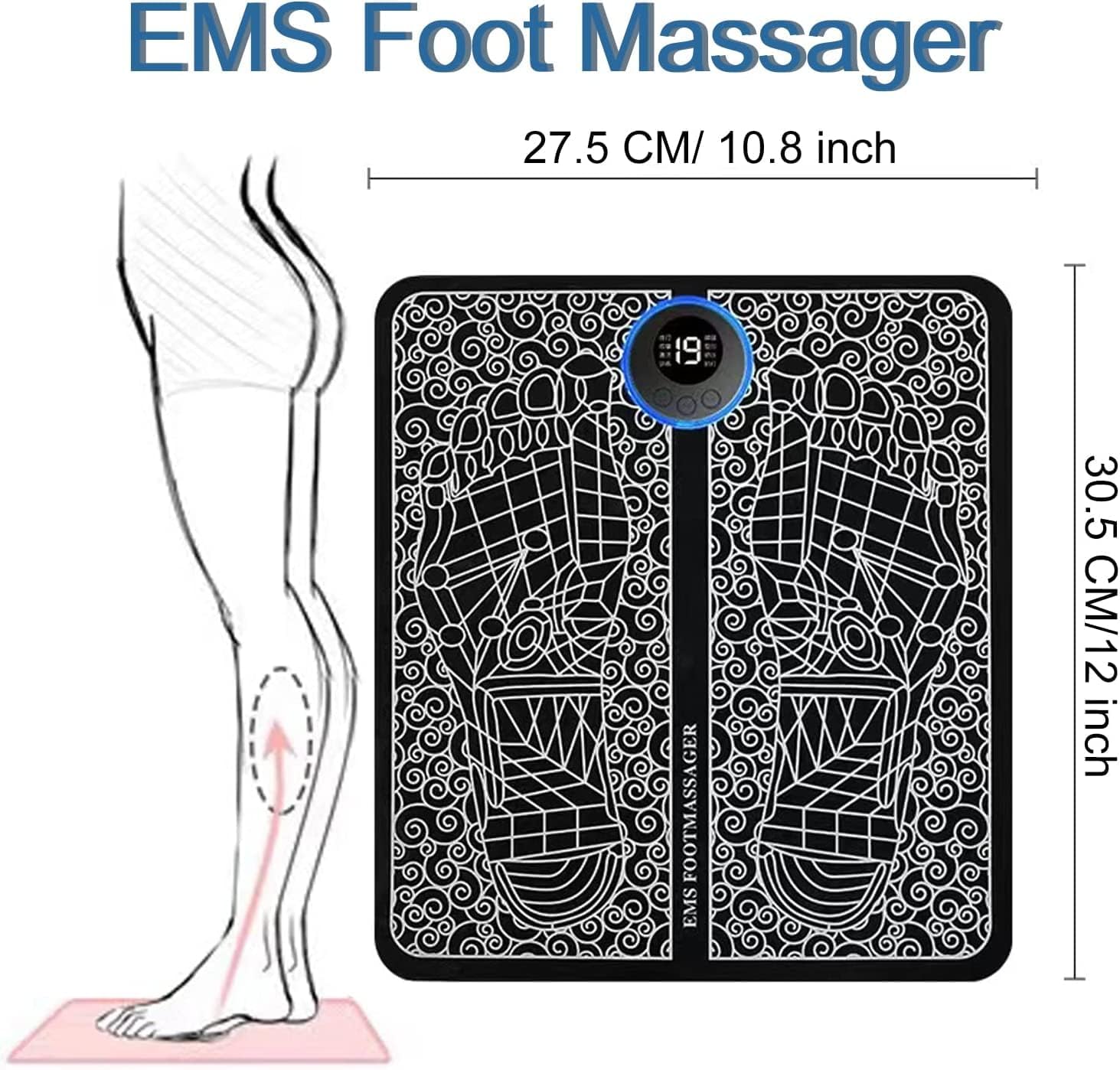 Oblivion Foot And body Massager Pain Relief | Wireless Electric EMS Massage Machine | Rechargeable Portable Folding Automatic with 8 Mode19 Intensity for Legs | Hand Therapy | Wireless, Portable